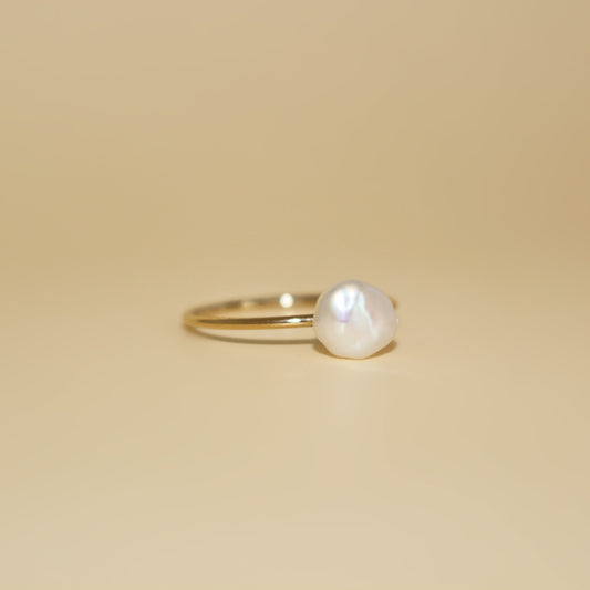 14K Gold Filled Dainty Freshwater Pearl Ring For Women · Baroque Irregular Ring