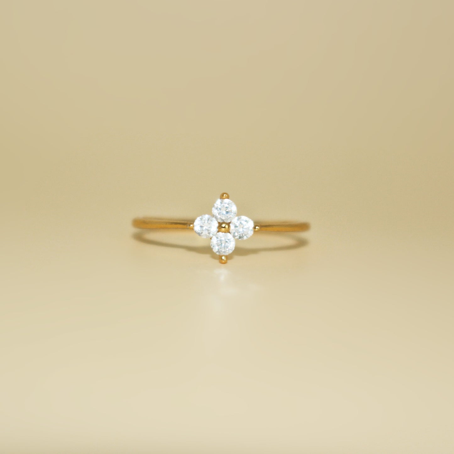 Floral Flower Diamond Ring For Her · 18k Gold and 925 Sterling Silver Ring