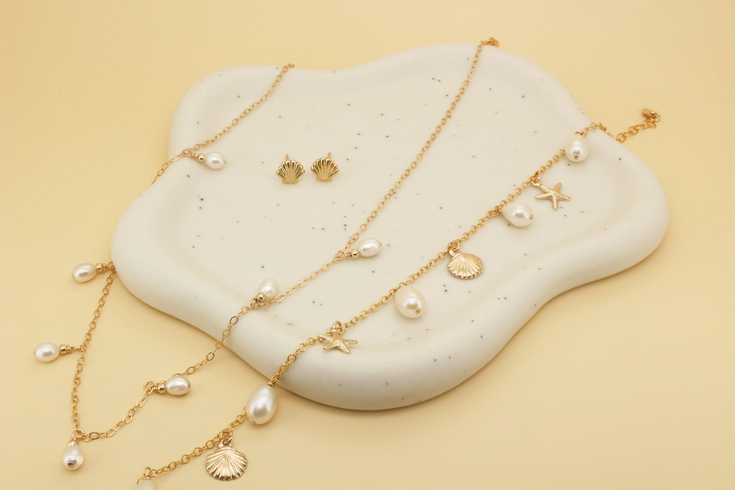14K Gold Filled Dainty Freshwater Dangling Pearl Necklace