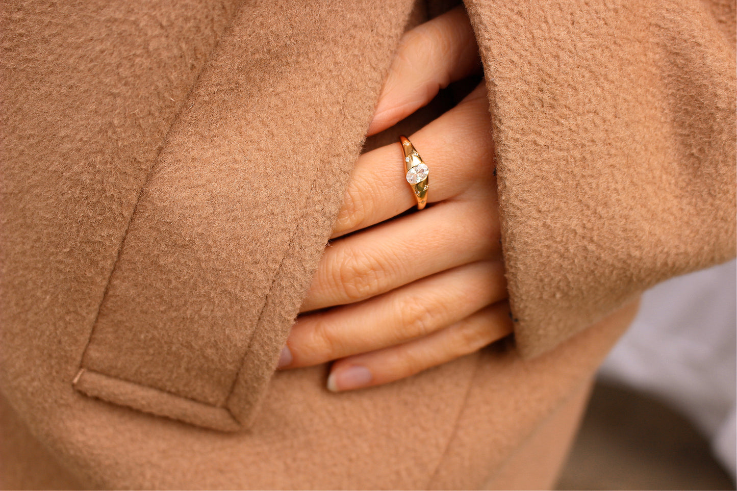 DAPHNE - Crystal Open Ring in 925 Sterling Silver · Adjustable