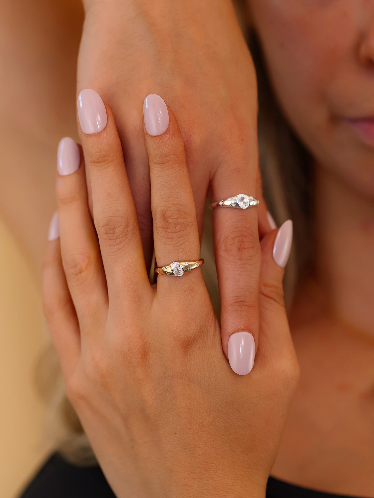 DAPHNE - Crystal Open Ring in 925 Sterling Silver · Adjustable