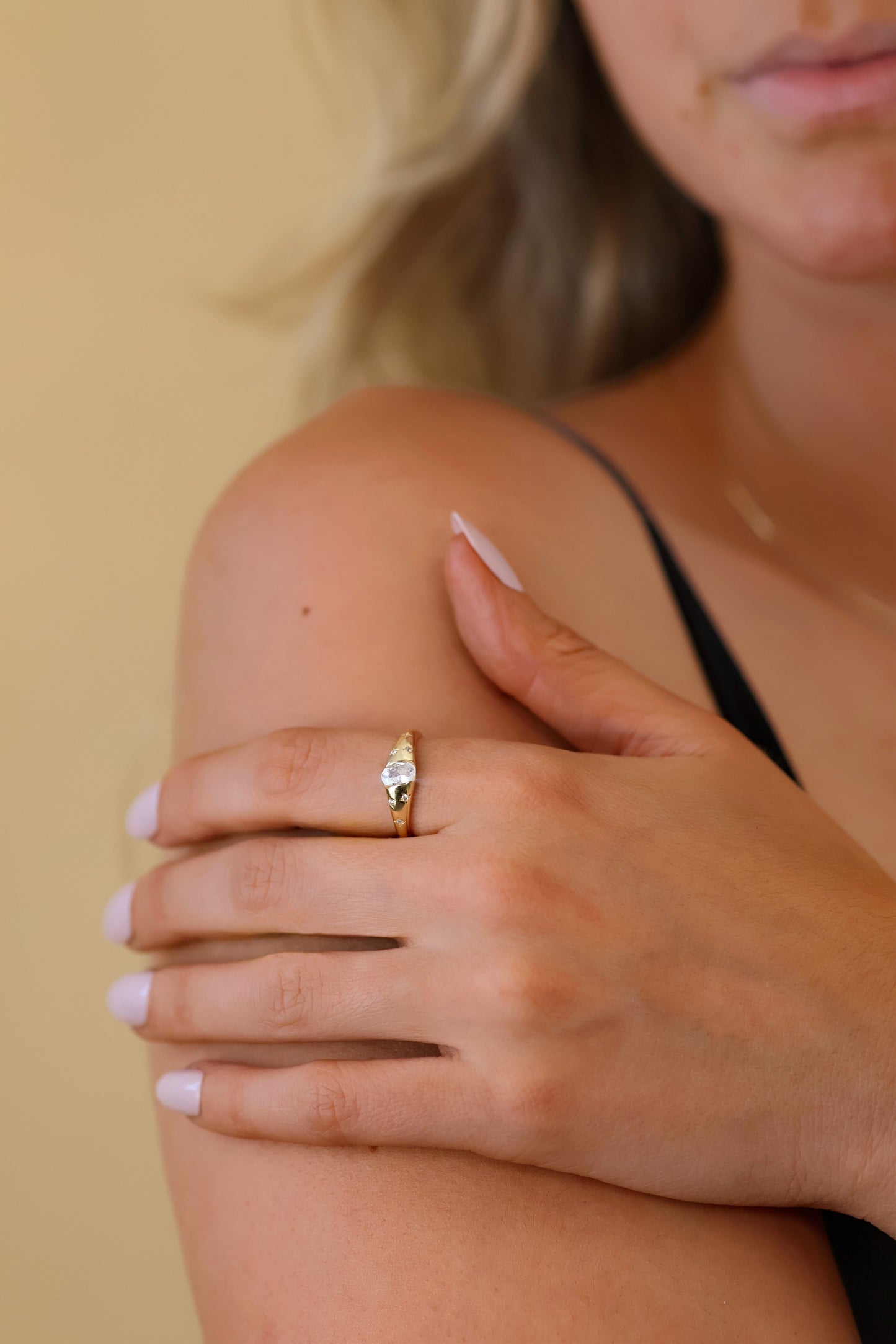 DAPHNE - Crystal Open Ring in 925 Sterling Silver · Adjustable