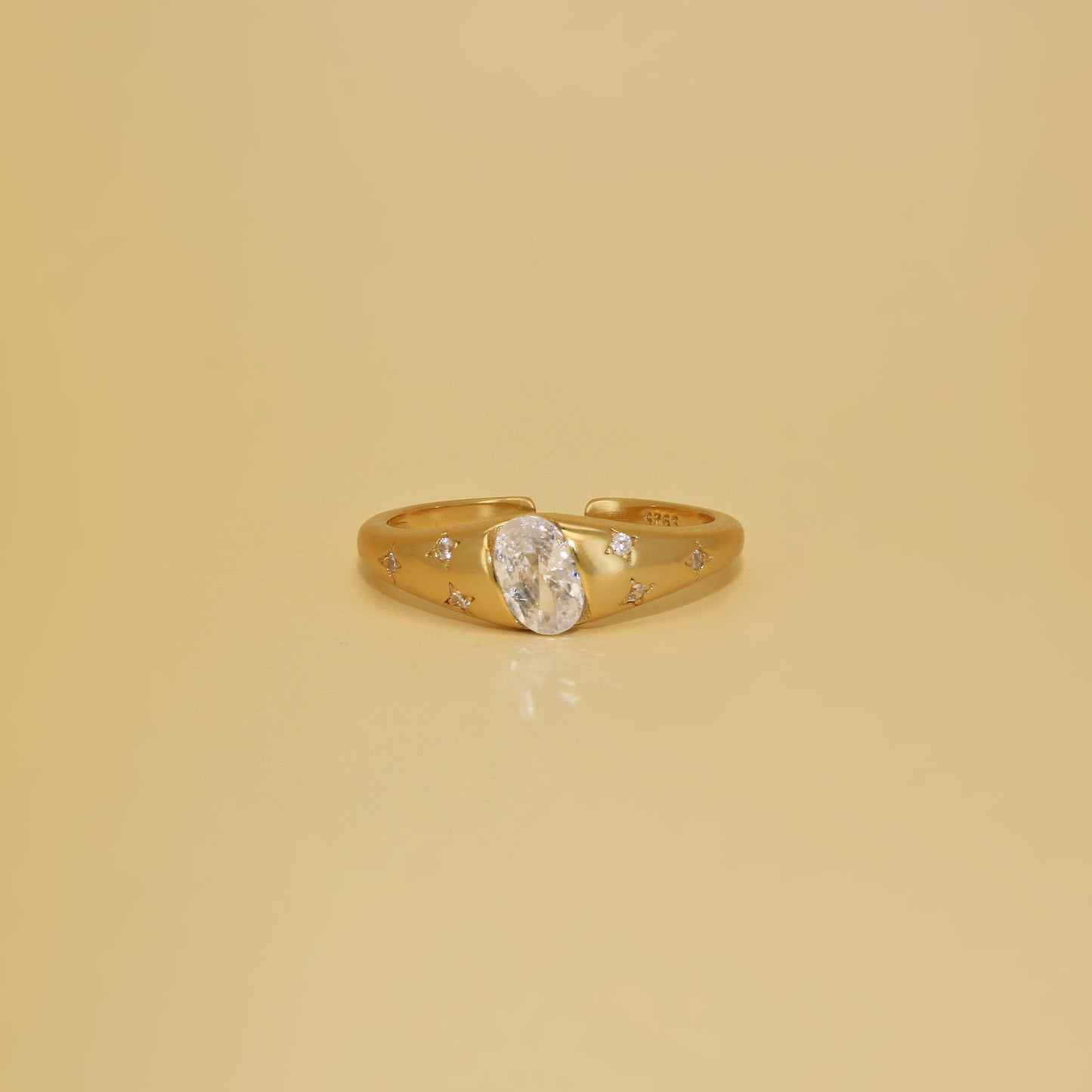 DAPHNE - Crystal Open Ring in 925 Sterling Silver · Adjustable