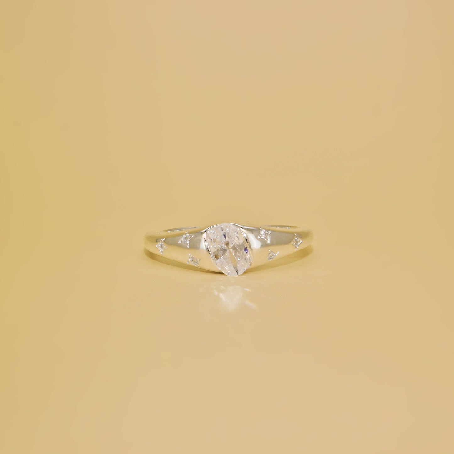 DAPHNE - Crystal Open Ring in 925 Sterling Silver · Adjustable