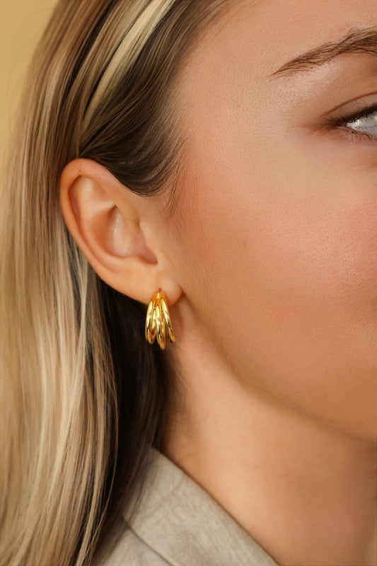ELOISE - 3 Strands Bold Gold Hoops in 925 Sterling Silver