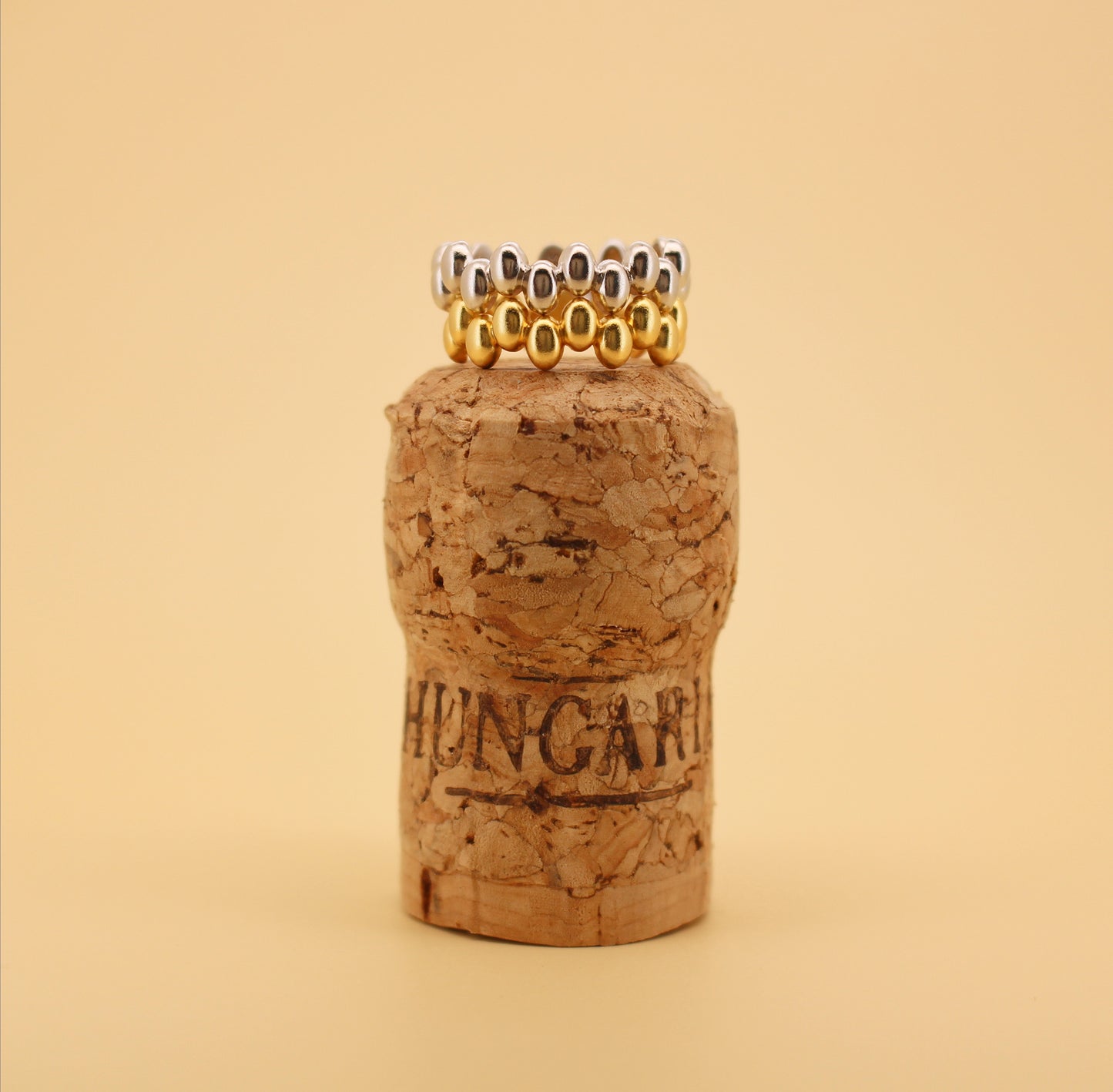 Rice Bead Open Ring in 925 Sterling Silver ∙ 18k Gold Statement Ring