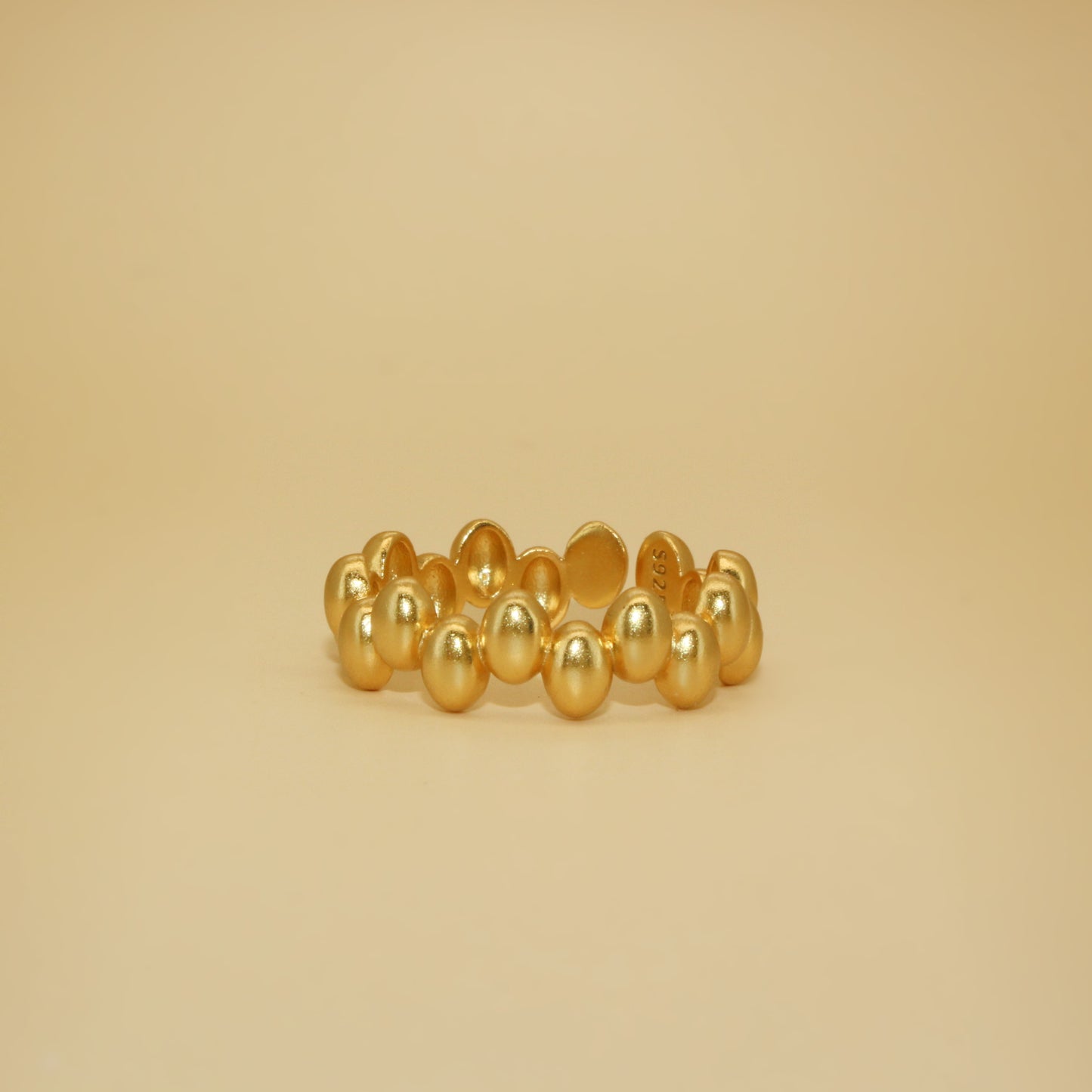 Rice Bead Open Ring in 925 Sterling Silver ∙ 18k Gold Statement Ring