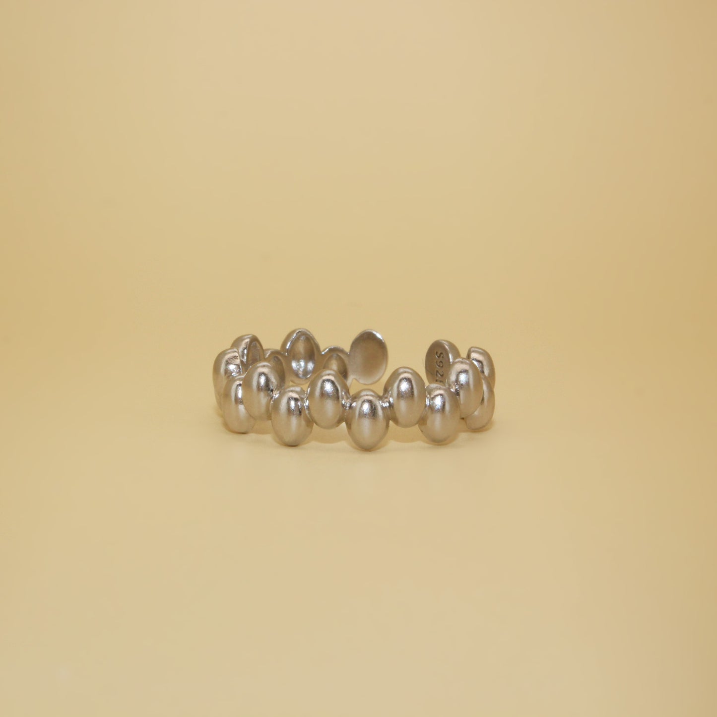 Rice Bead Open Ring in 925 Sterling Silver ∙ 18k Gold Statement Ring