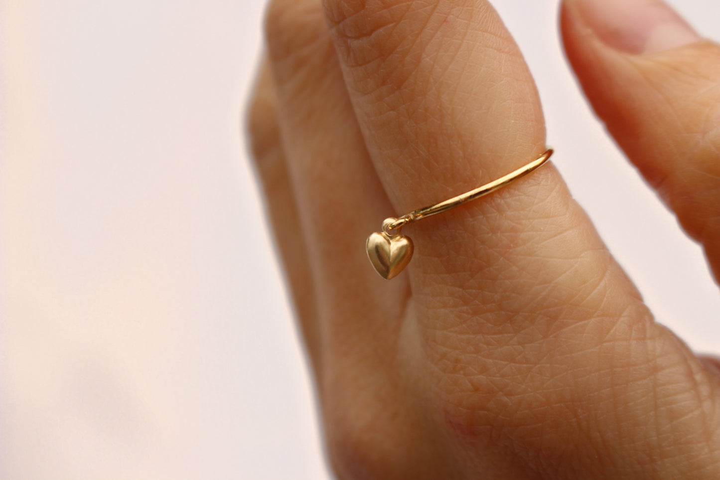 AMOR - 14k Gold Filled Love Ring · Dangling Heart Charm Ring