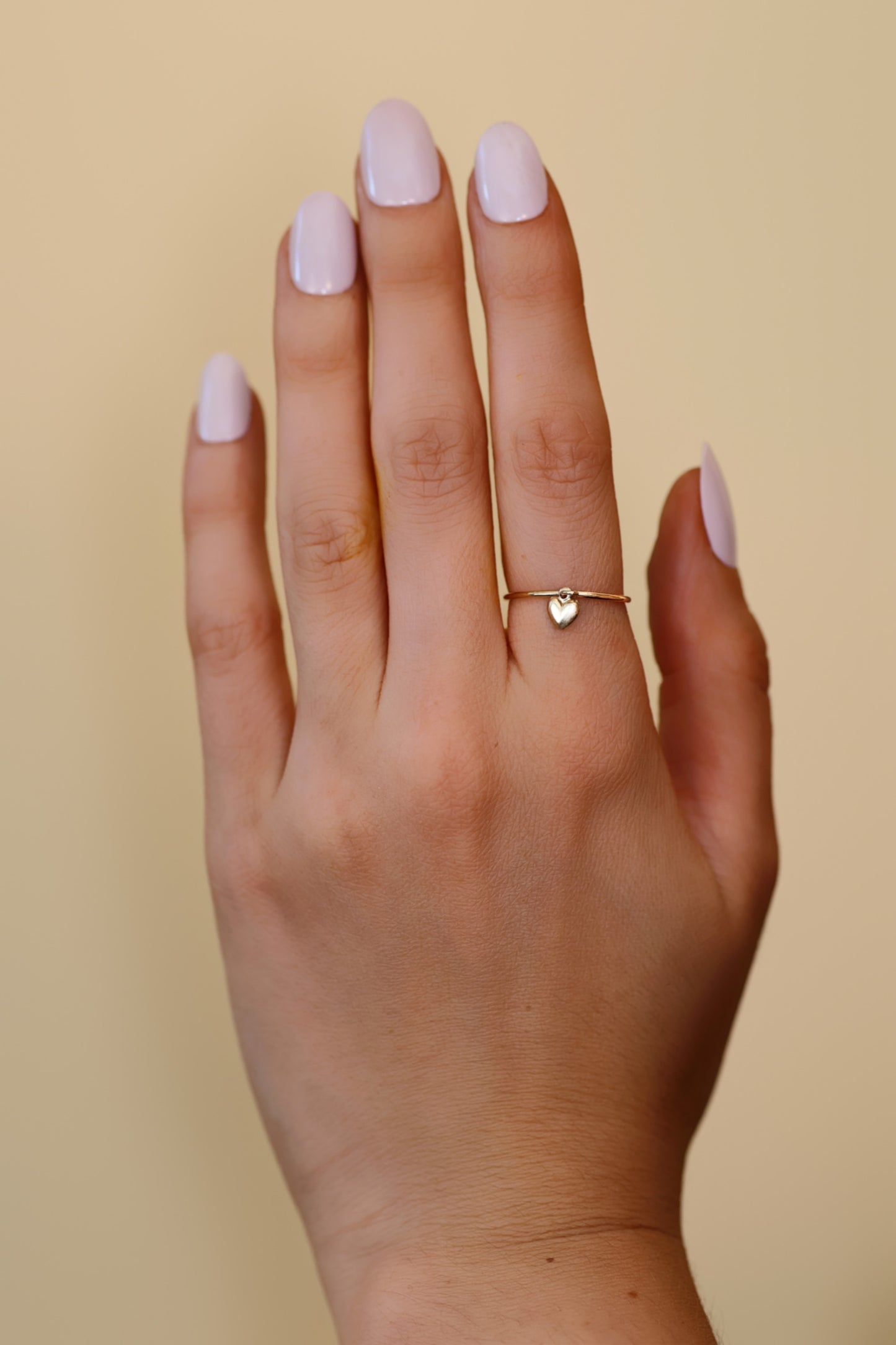 AMOR - 14k Gold Filled Love Ring · Dangling Heart Charm Ring