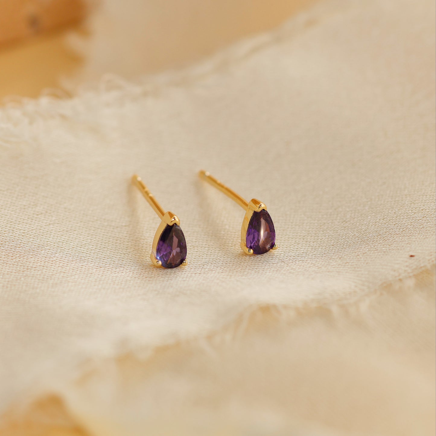 Tiny 18k Gold Studs Earrings AAAAA Zirconia · Birthstone Gemstones Earrings