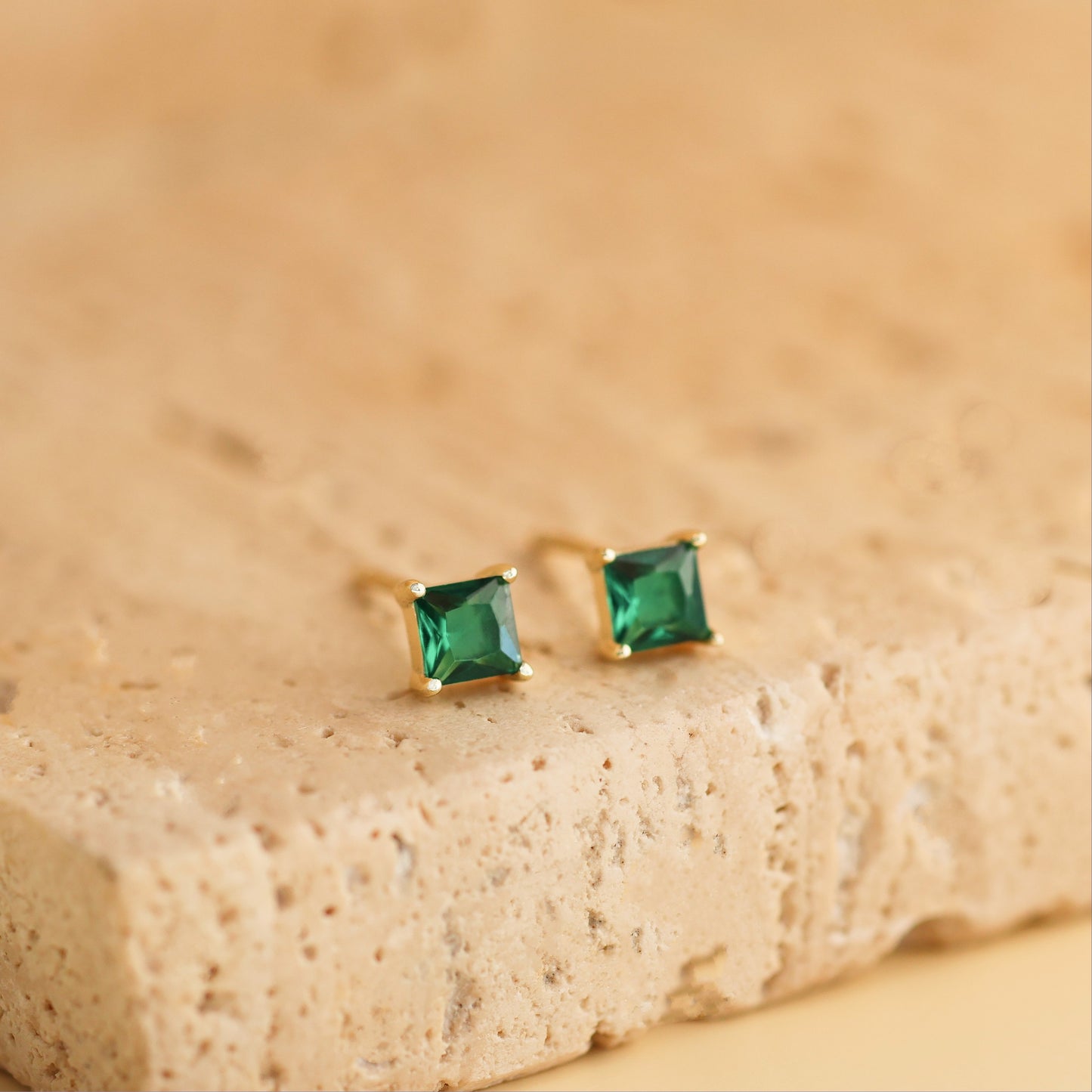 Tiny 18k Gold Studs Earrings AAAAA Zirconia · Birthstone Gemstones Earrings