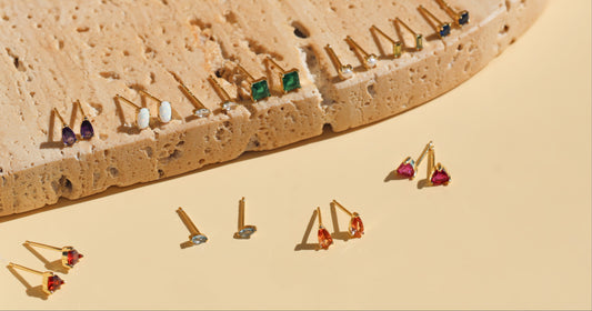Tiny 18k Gold Studs Earrings AAAAA Zirconia · Birthstone Gemstones Earrings