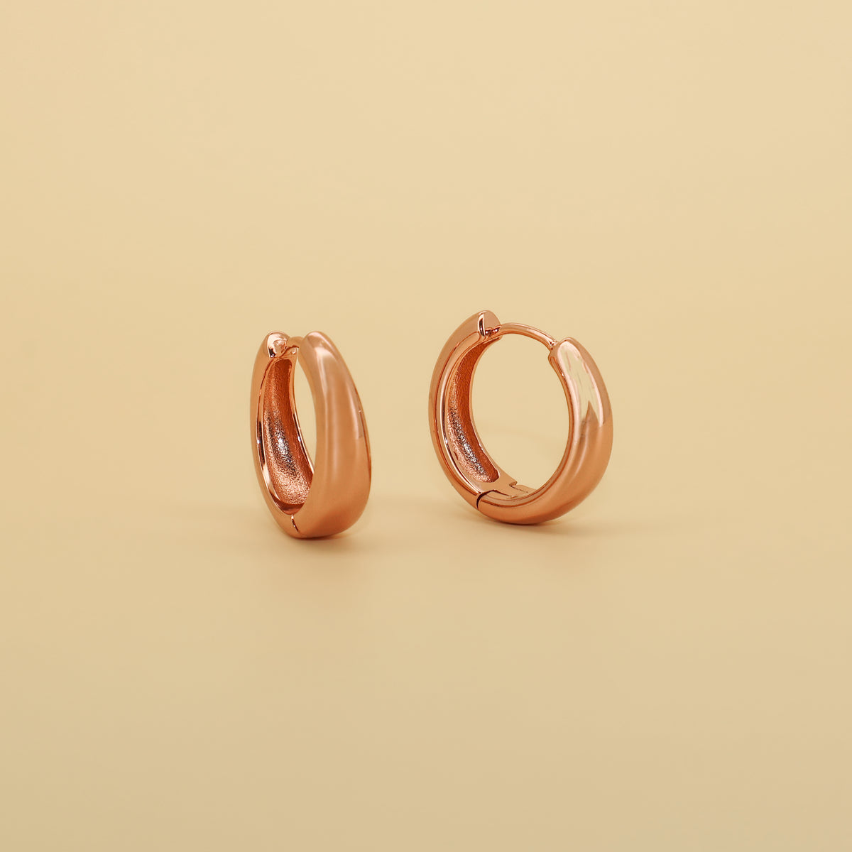 18mm Rose Gold Hoop Earrings · Thick 2.5 Micron Gold Plated Brass Hoops