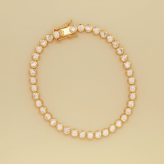 18k Gold Tennis Round Bracelet for Her · Diamond Bracelet · Bezel Tennis Bracelet