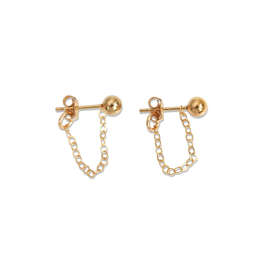 Front Back Chain Earrings in 14k Gold Filled ∙  Ball Studs