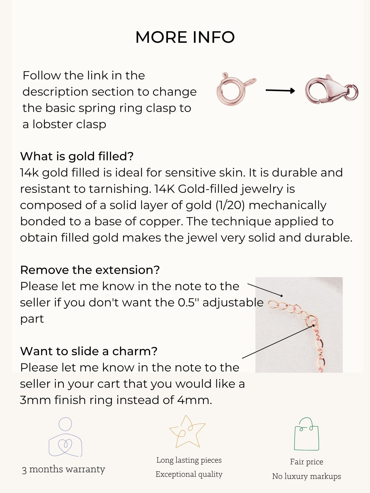 14k Rose Gold Filled Necklace ∙ Water Resistant Custom Rose Gold Chain