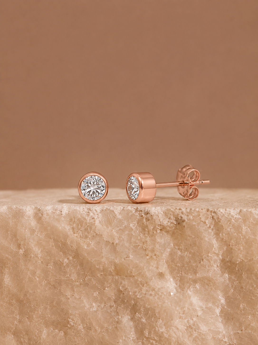 4mm 14k Rose Gold Filled Round Zircon Studs