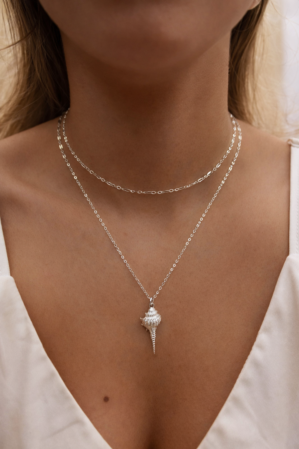 925 Sterling Silver Conch Shell Necklace with 18k finish