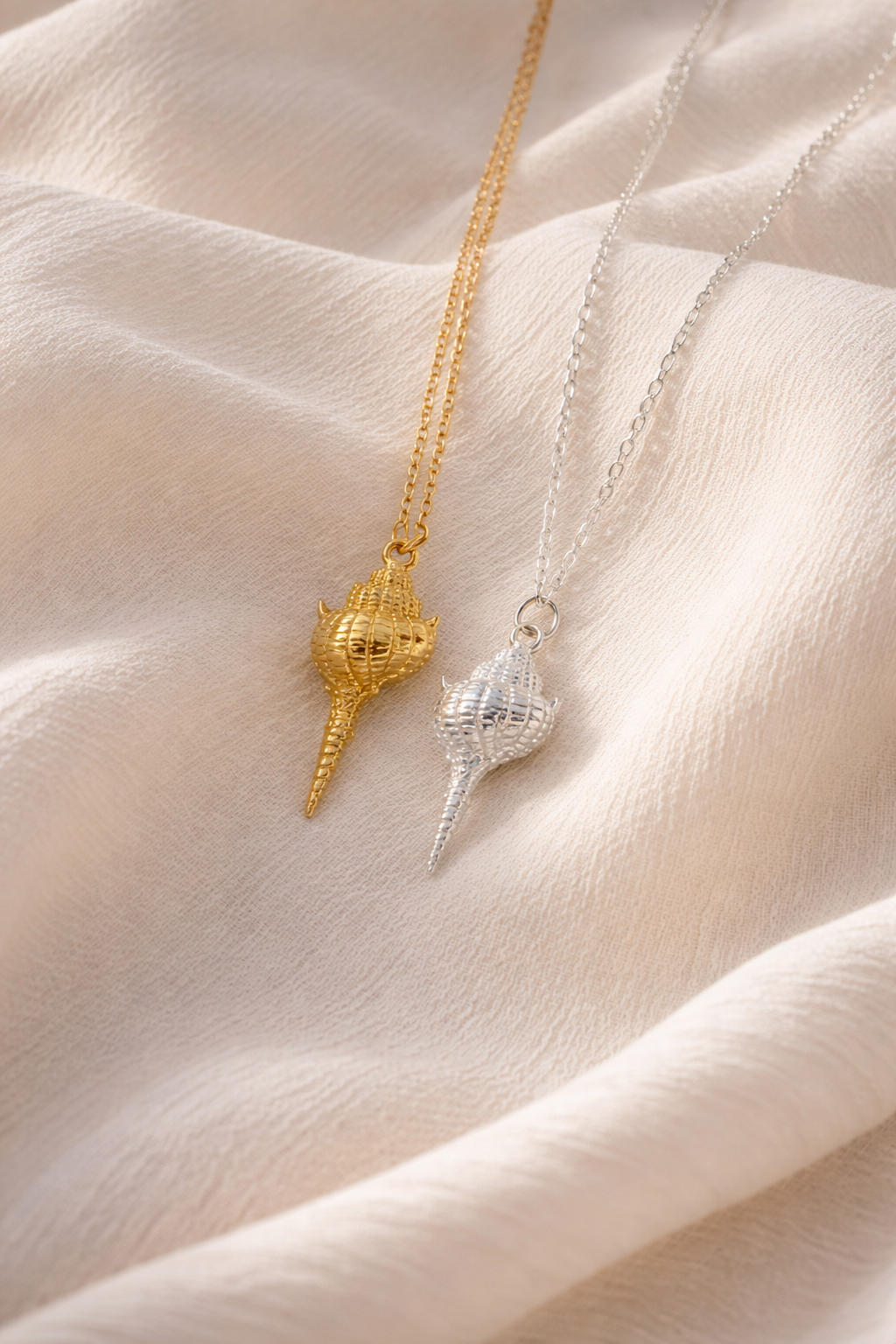 925 Sterling Silver Conch Shell Necklace with 18k finish