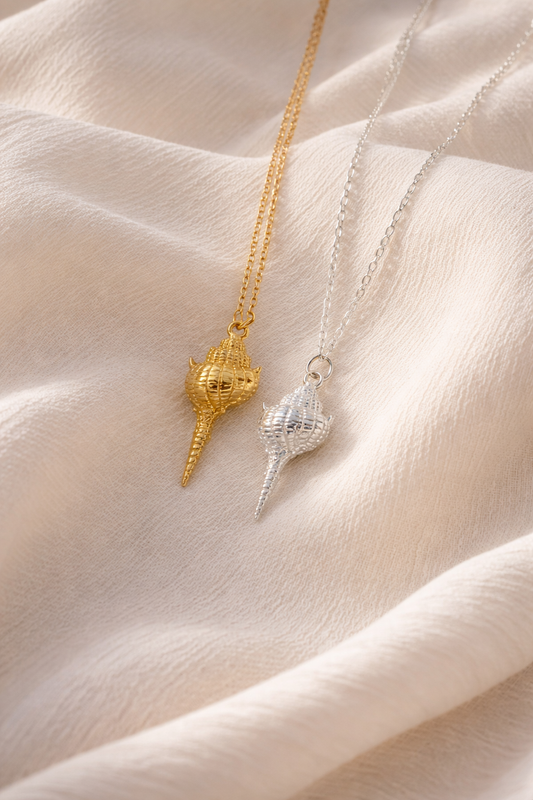 925 Sterling Silver Conch Shell Necklace with 18k finish
