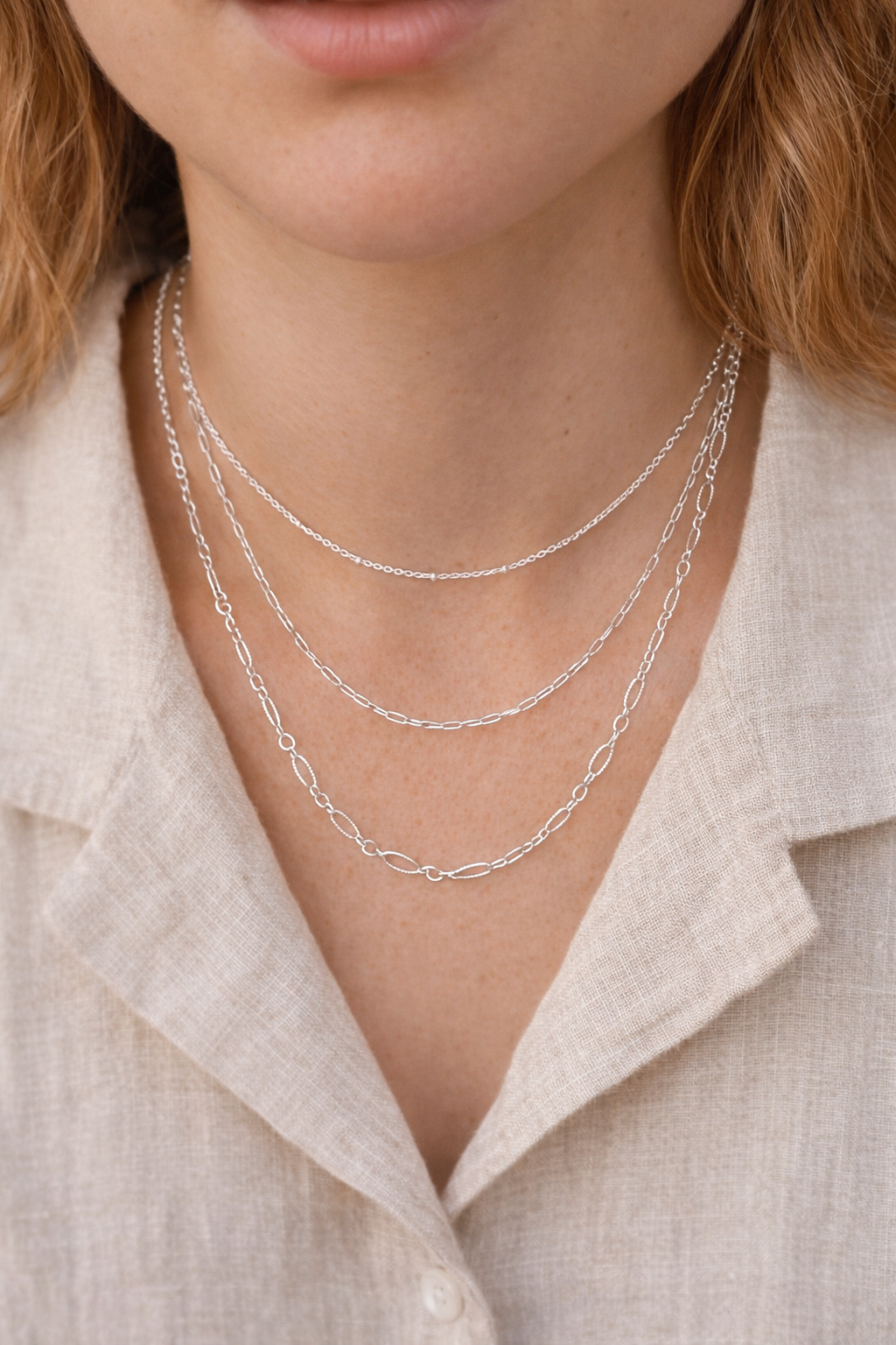 925 Sterling Silver Necklace 9 styles ∙ Dainty Minimalist Chains ∙ Choker Necklace ∙ Snake Box Cable Figure Rope Ball Beaded Paperclip