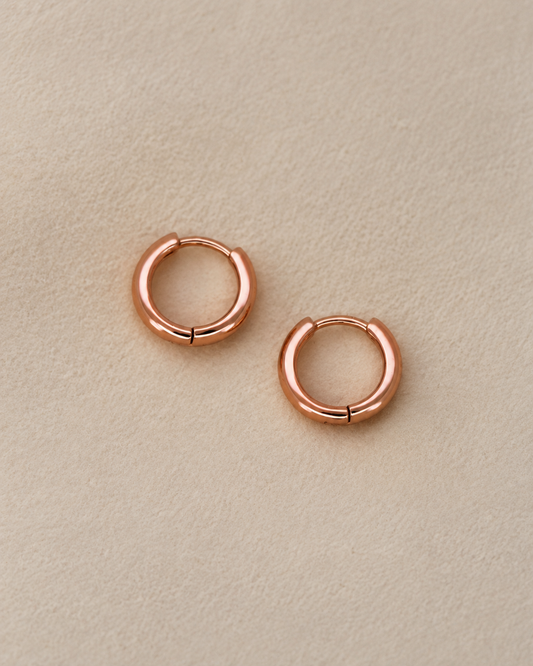 12mm Rose Gold Hoop Earrings · Sterling Silver Baby Huggies