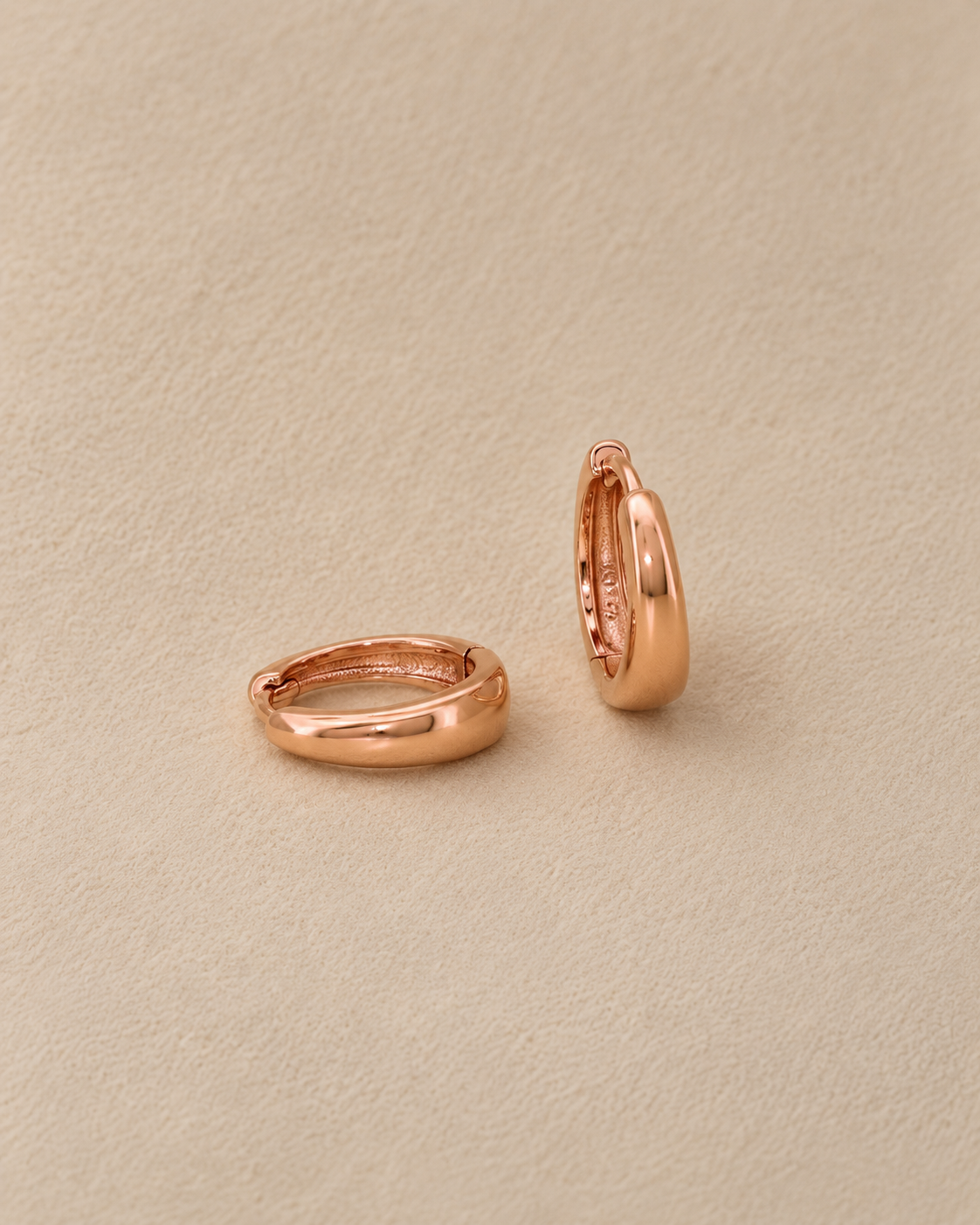 12mm Rose Gold Hoop Earrings · Sterling Silver Baby Huggies