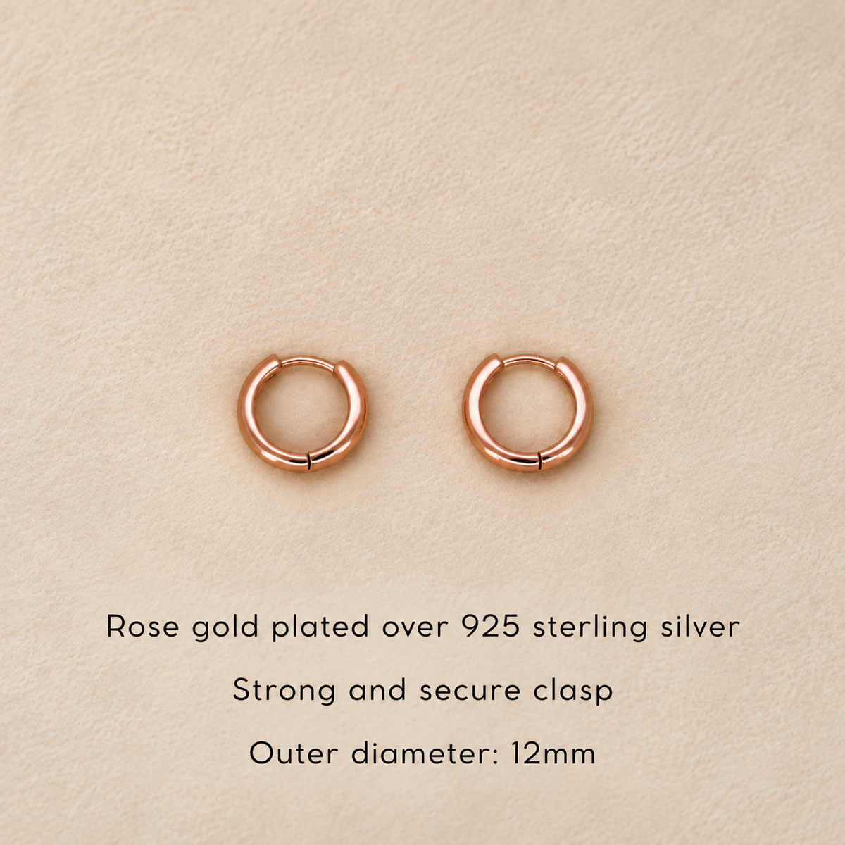 12mm Rose Gold Hoop Earrings · Sterling Silver Baby Huggies