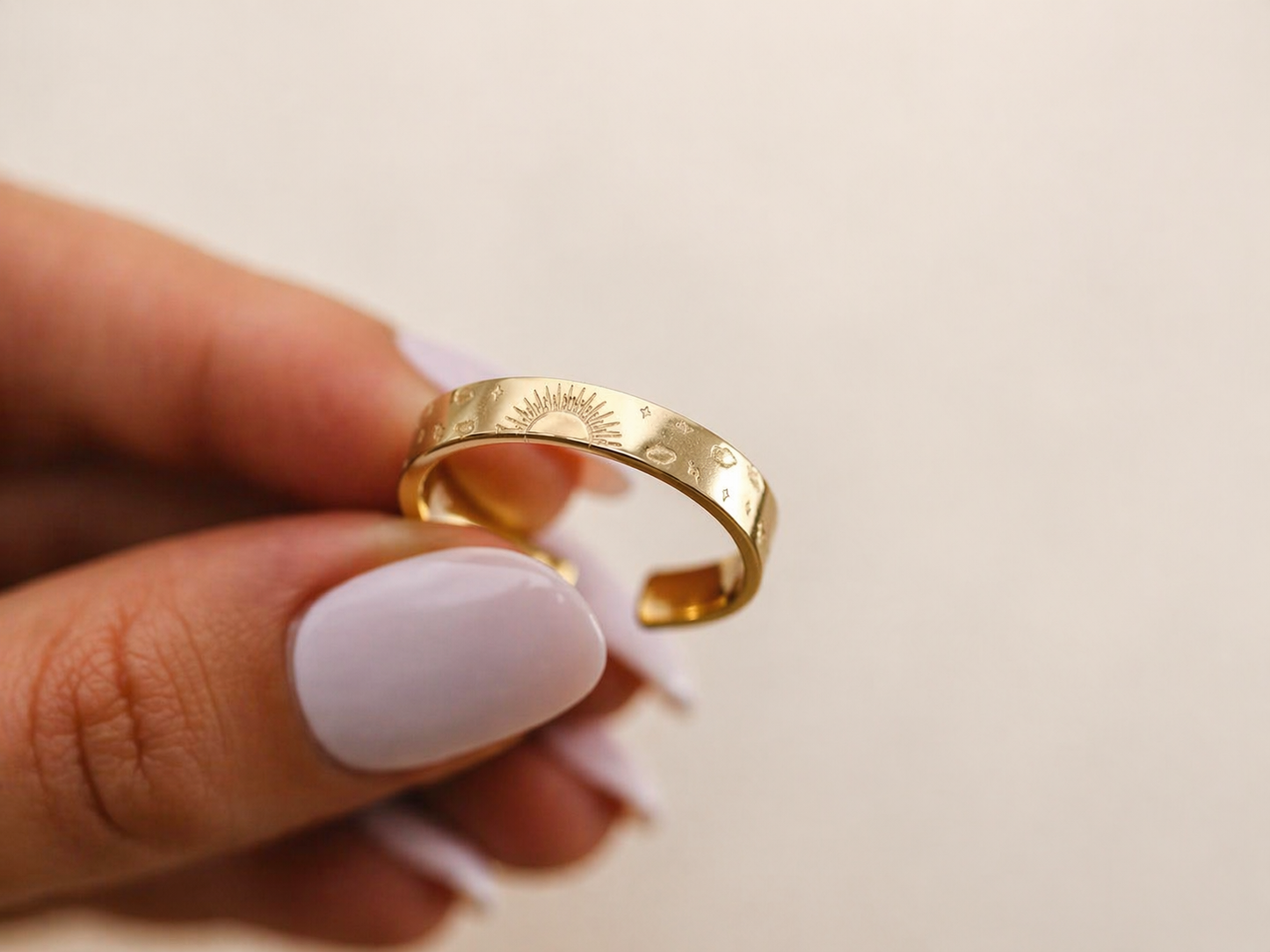 Sun and Moon Couple Rings ∙ 18K Gold or Sterling Silver ∙ Adjustable Set of 2 Band Rings