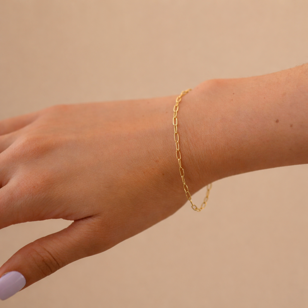 14k Gold Filled Small Paperclip Bracelet 2.2mm