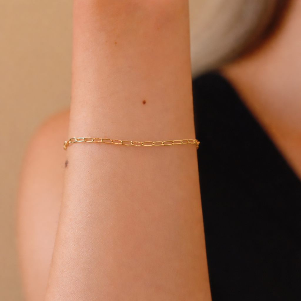 14k Gold Filled Small Paperclip Bracelet 2.2mm