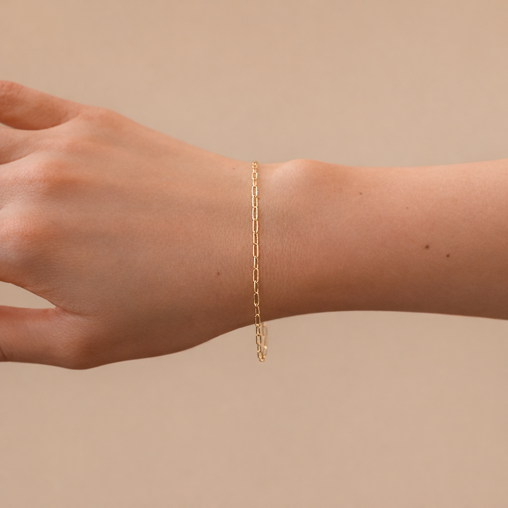 14k Gold Filled Small Paperclip Bracelet 2.2mm