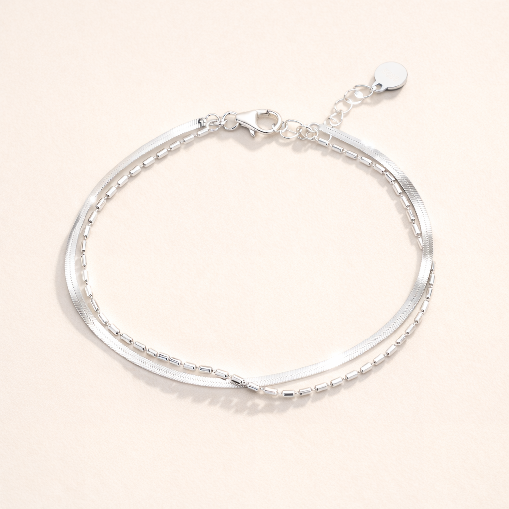 CANEO - 925 Sterling Silver Double Layer Bracelet ∙ Water Resistant