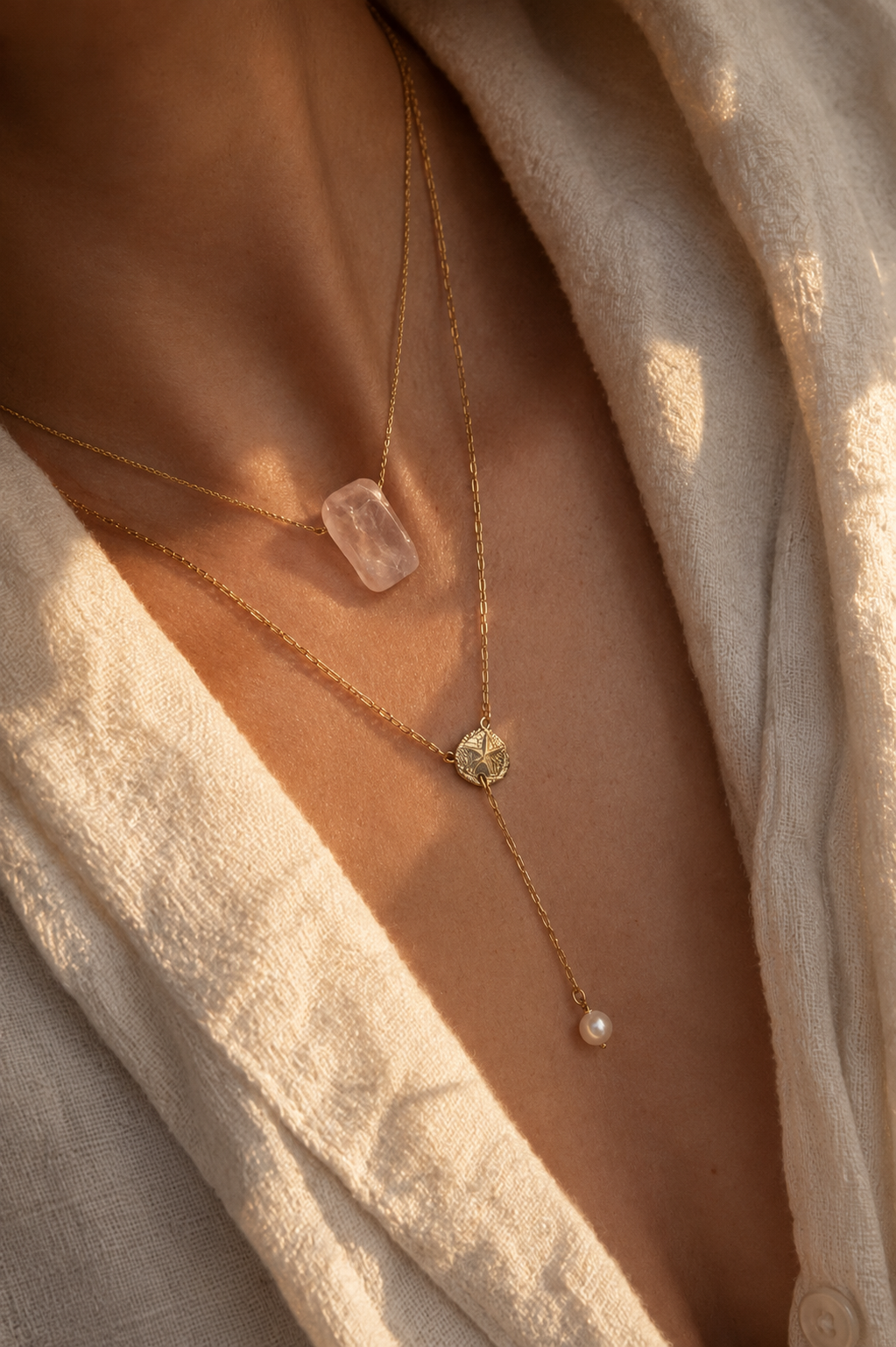 14k Gold Filled Sea Shell Y Necklace with drop pearl ∙ Sand Dollar Charms ∙ Wedding Jewelry ∙ Dangle Pearl Necklace ∙ Waterproof