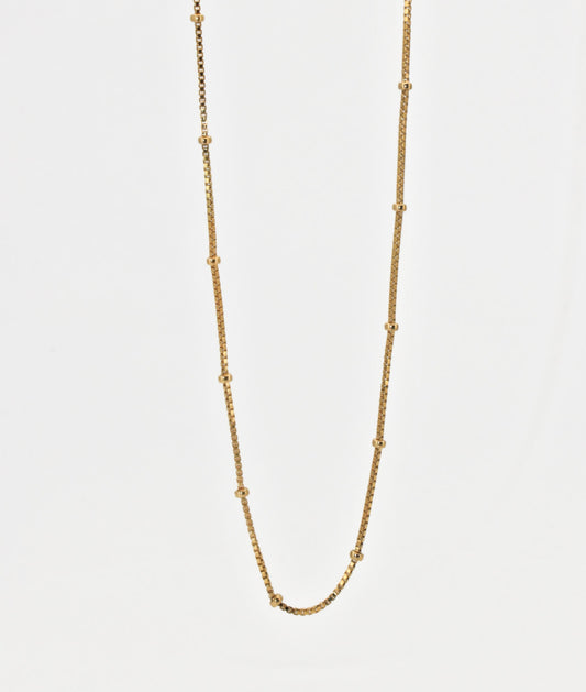 14k gold filled box with beads chain - Satellite necklace