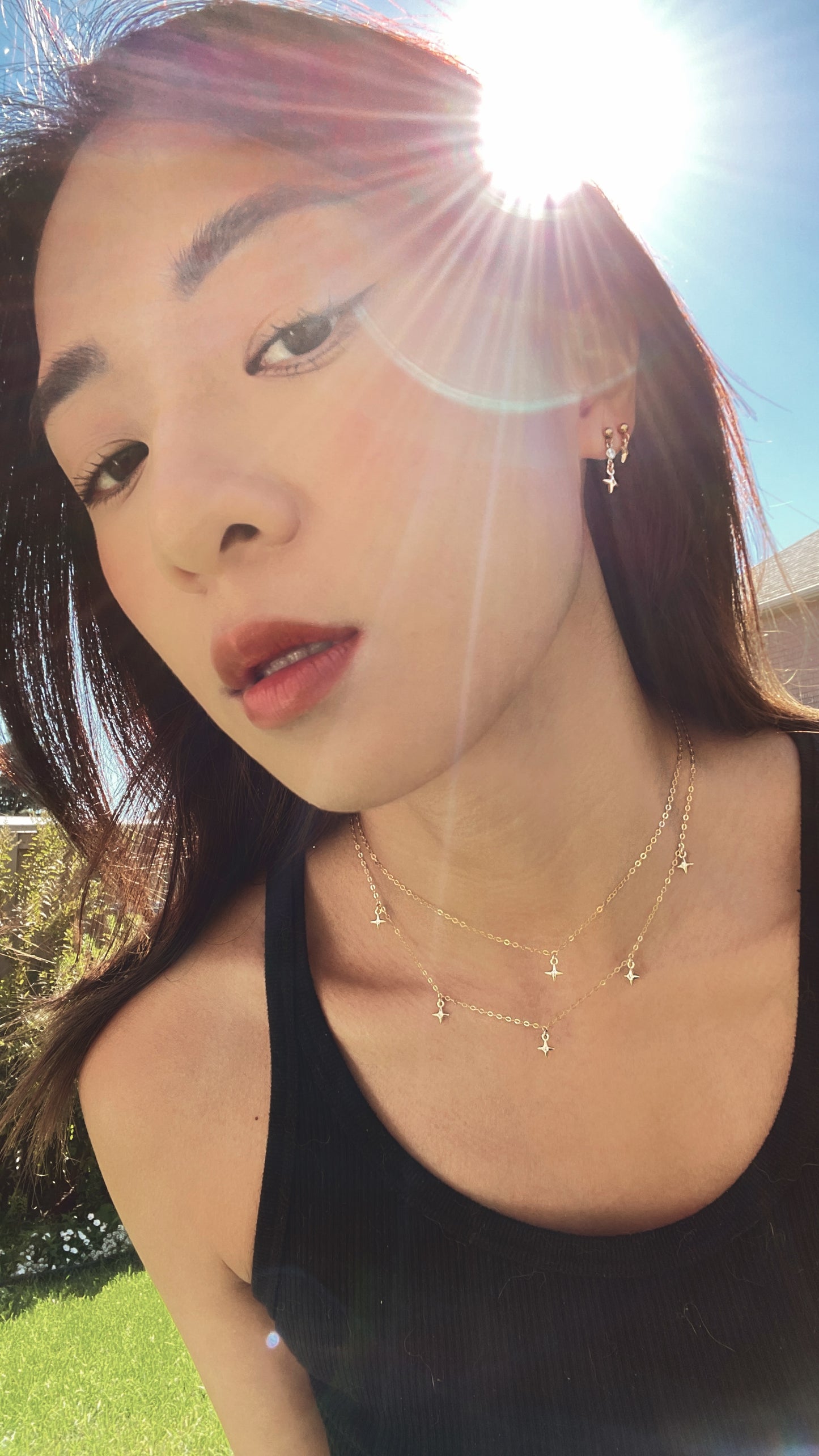 14K Gold Filled North Star Necklace ∙ Beautiful Celestial Choker Gold Chain For Women ∙ Dainty Minimalist Layering Dangle Necklace Set