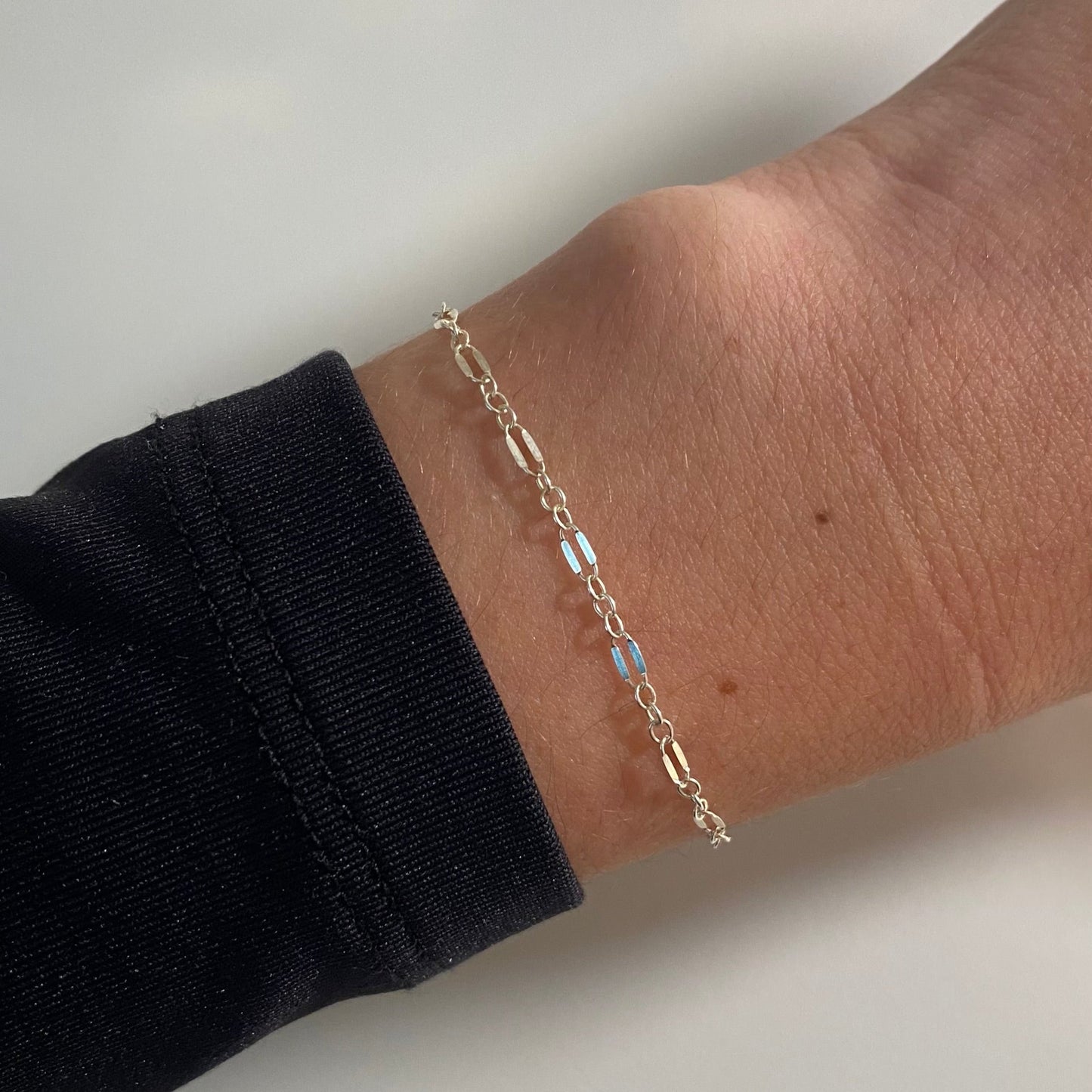 14k Gold Filled Bracelet ∙ Sequin Lace Chain ∙ Shiny Bar Necklace ∙ Delicate Minimalist Bracelet