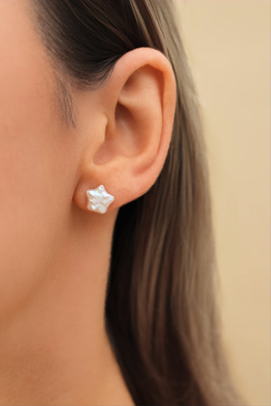 Star Shape Fresh Water Baroque Pearl Studs Earrings