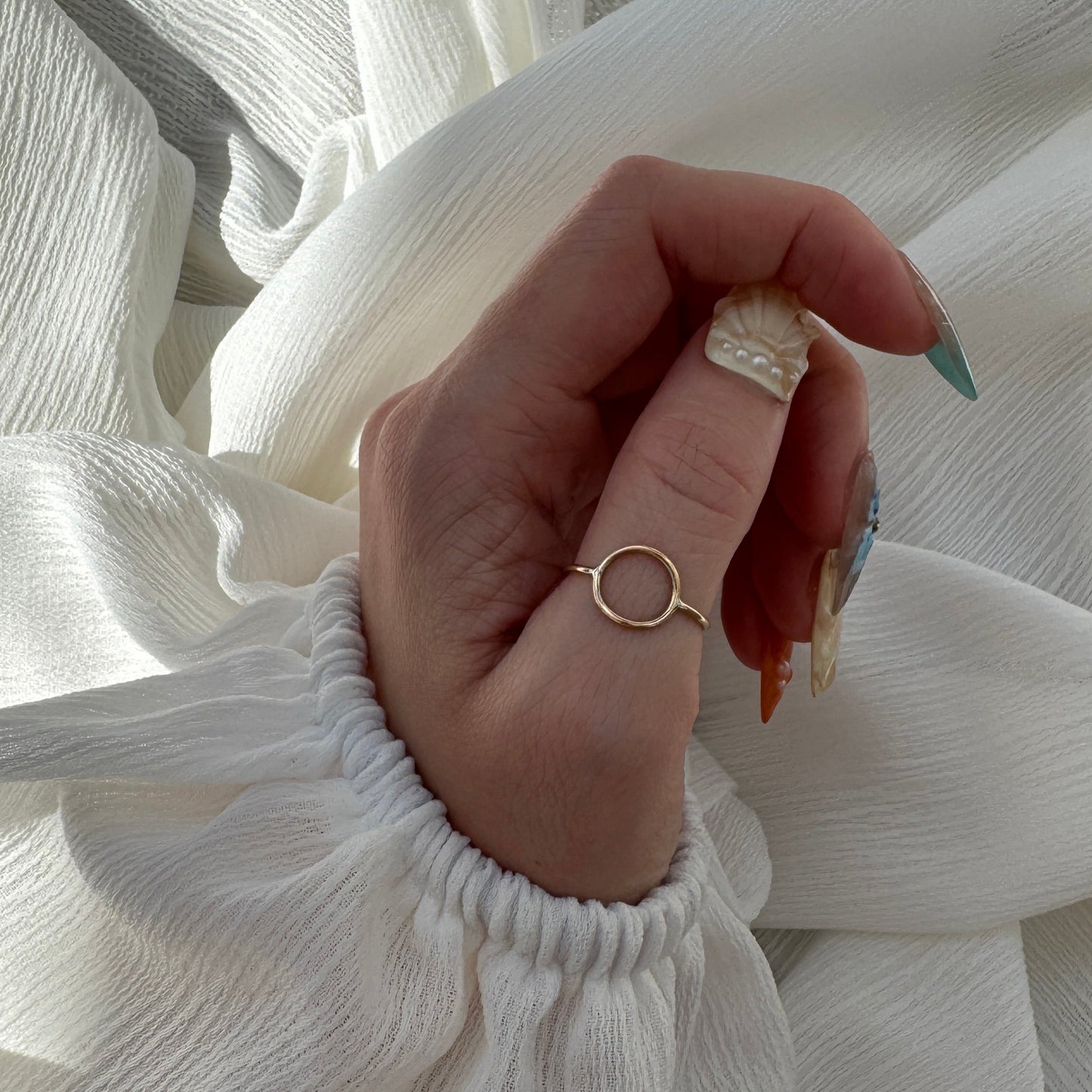 14k Gold Filled Open Round Ring ∙ Circle Knuckle Ring For Women ∙ 1/20 real 14k gold
