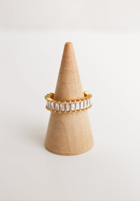 JAZLYNN - Adjustable Gold Baguette Ring| Zircon Band Ring