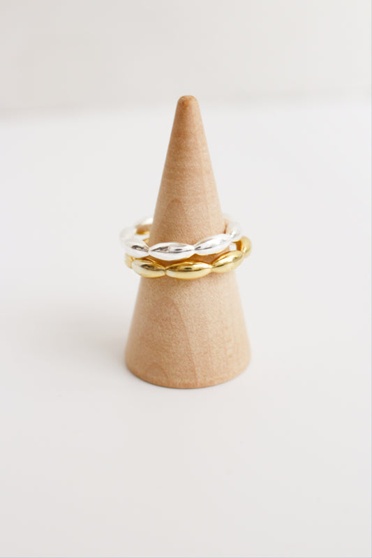 925 Sterling Silver Or Gold Rice Ring ∙ Beaded Oval Ring ∙ Gold plated ring