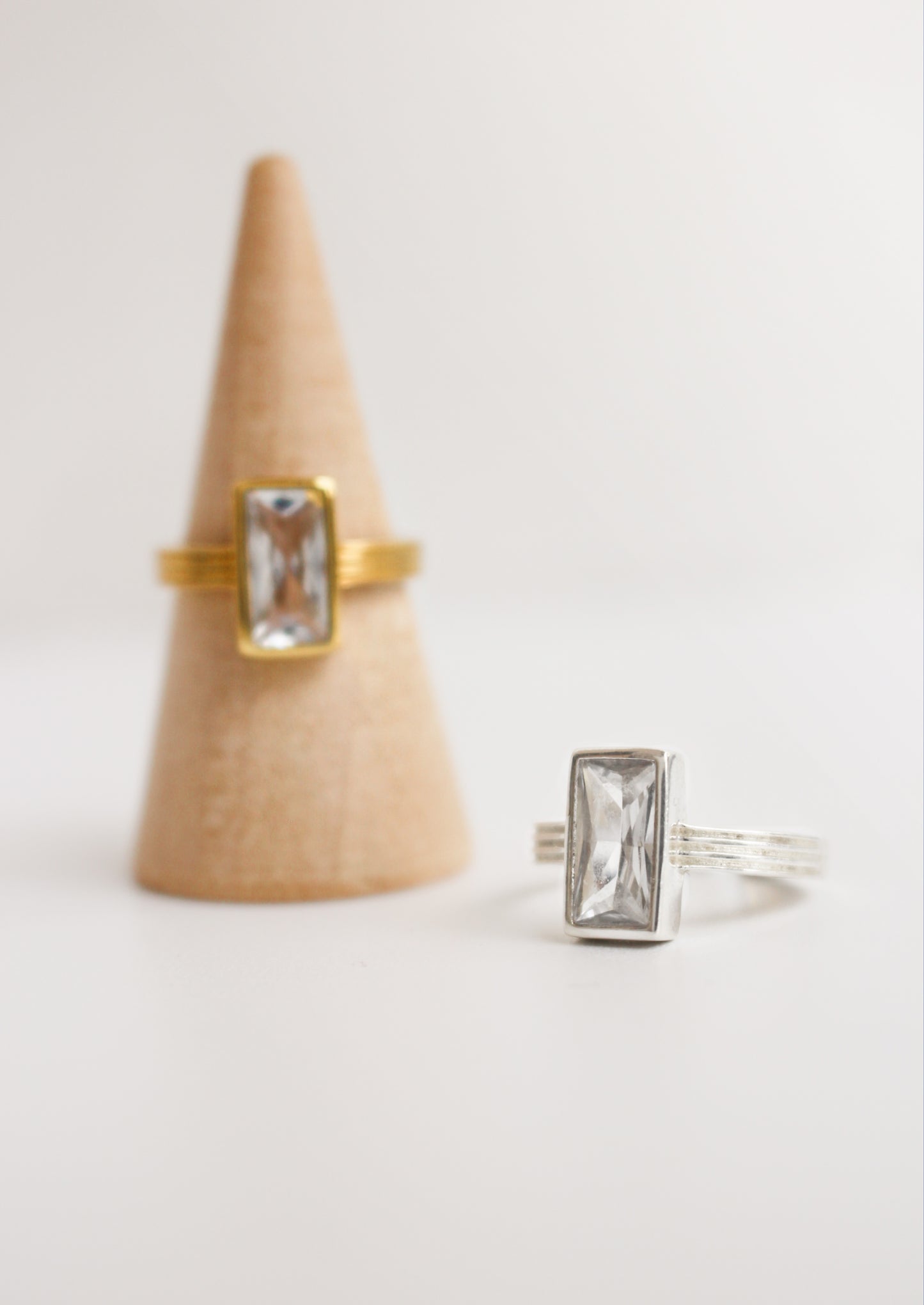 DARCY - 925 Sterling Silver or Gold Elegant Open Baguette Ring For Women