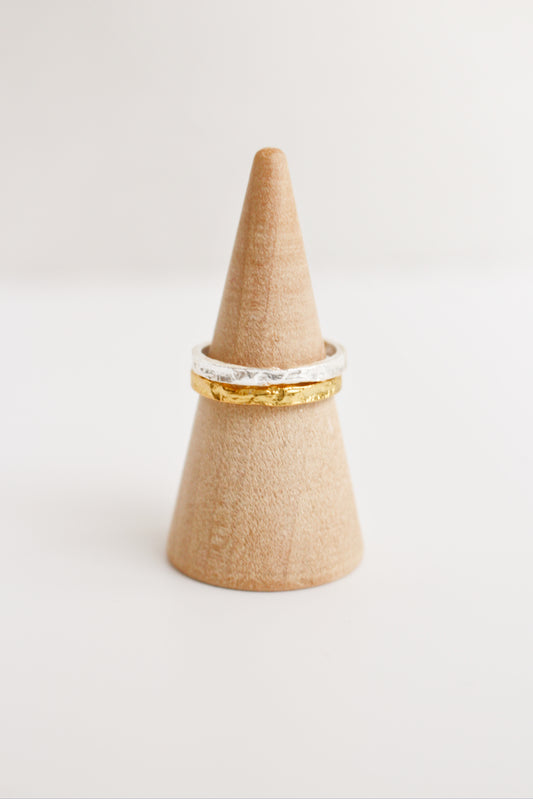 Simple Sterling Silver Or Gold Hammered Band Ring