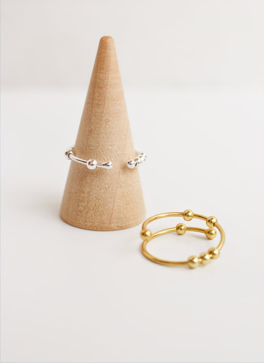 Stress Relief Fidget Ring ∙ Adjustable Twist Beaded Ring in 925 Sterling Silver or 18K Gold