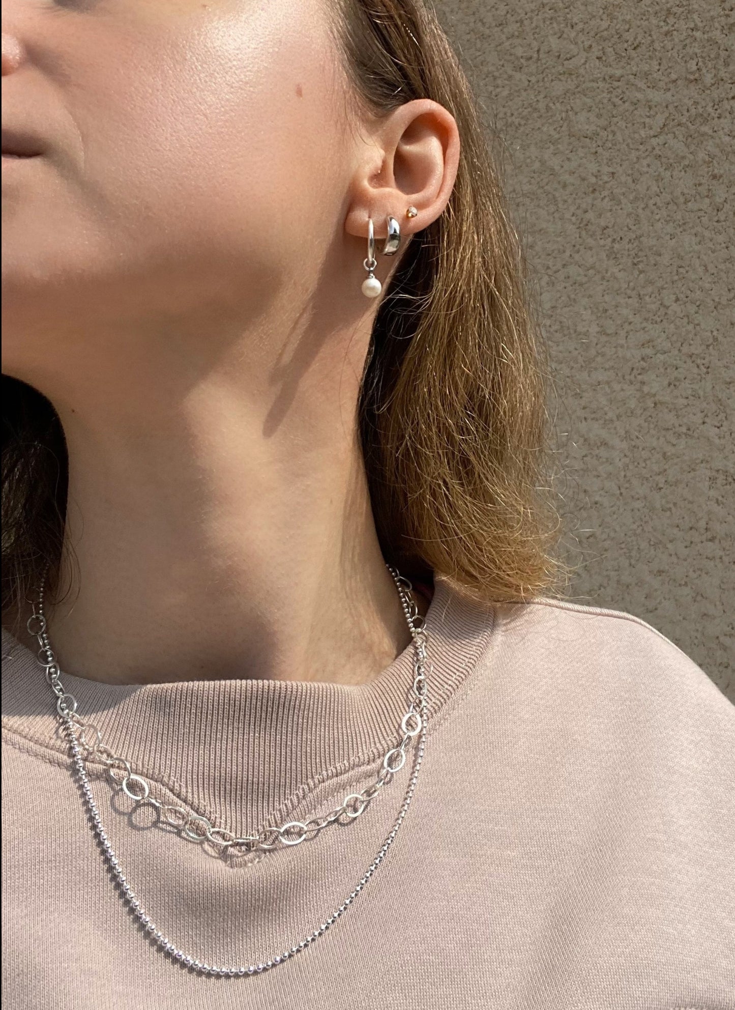 JUNE - Silver Pearl Drop Huggies Earrings ∙ Pearl Dangle Earring ∙ Wedding Pearl Layering Earrings ∙ Ocean Inspired Jewelry