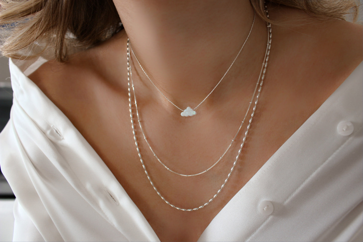 DREAMER - Cloud Opal Necklace ∙ White Opal Necklace ∙ Gold Filled Or Sterling Silver Necklace ∙ Fire Opal necklace