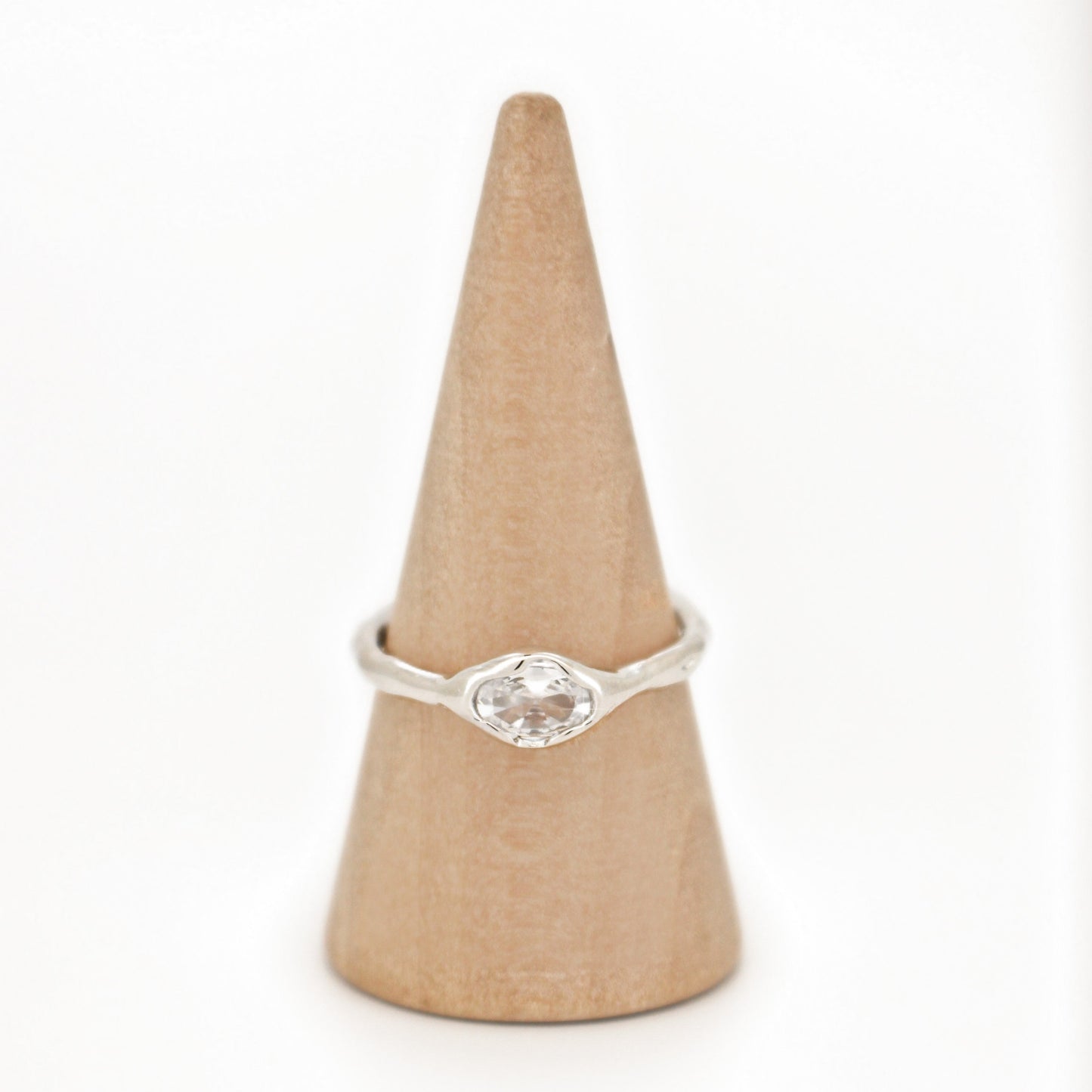 Waterproof ∙ Sparkling Zirconia Ring in 925 sterling silver ∙ Water Element ∙ Adjustable Ring ∙ Silver Iregular Nontarnish