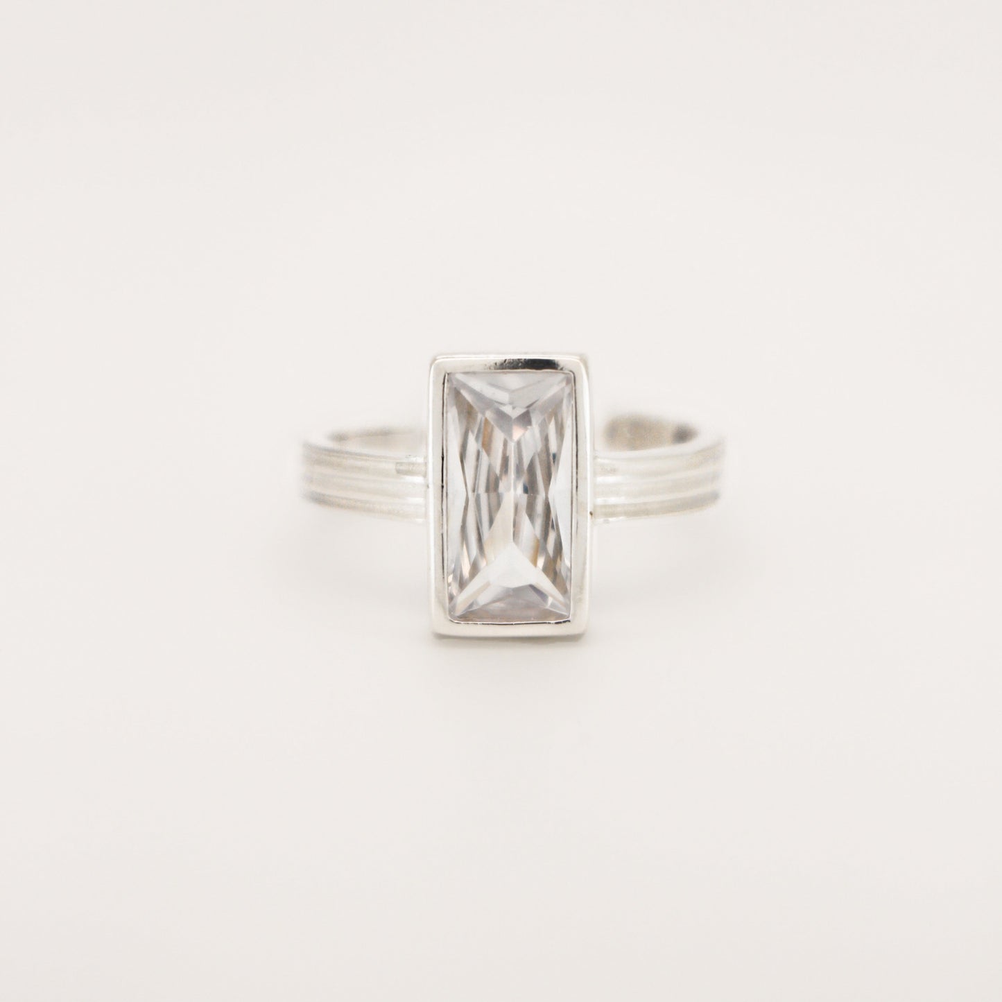 DARCY - 925 Sterling Silver or Gold Elegant Open Baguette Ring For Women