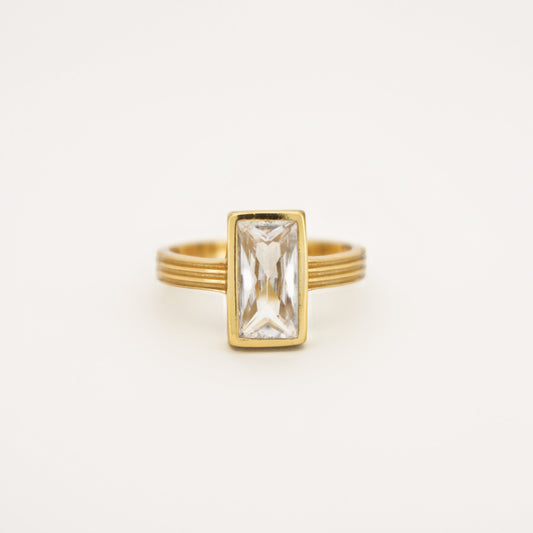DARCY - 925 Sterling Silver or Gold Elegant Open Baguette Ring For Women